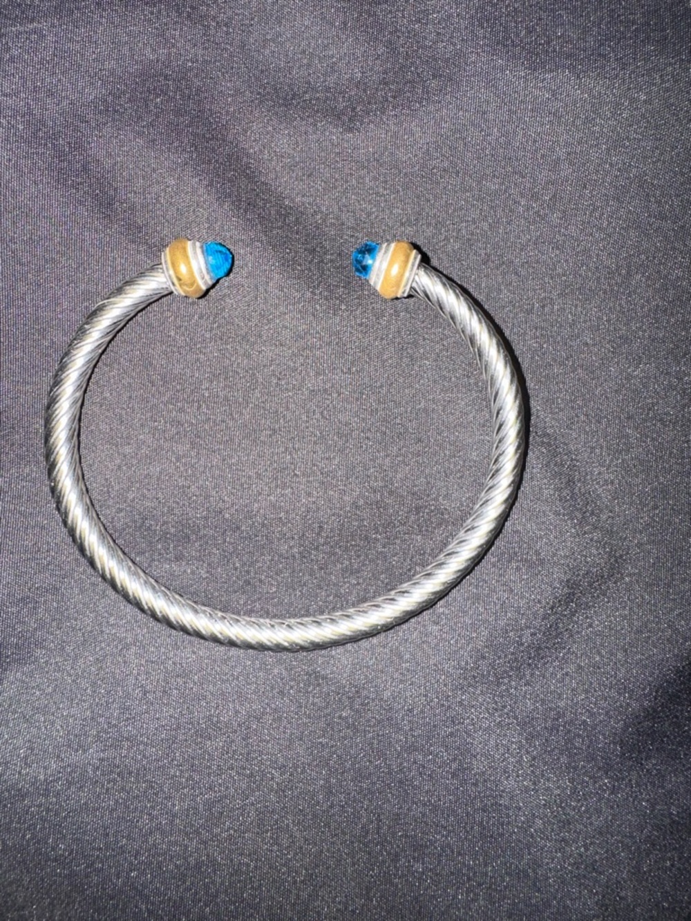 Blue Stone Cable Cuff Bracelet - Women Jewelry